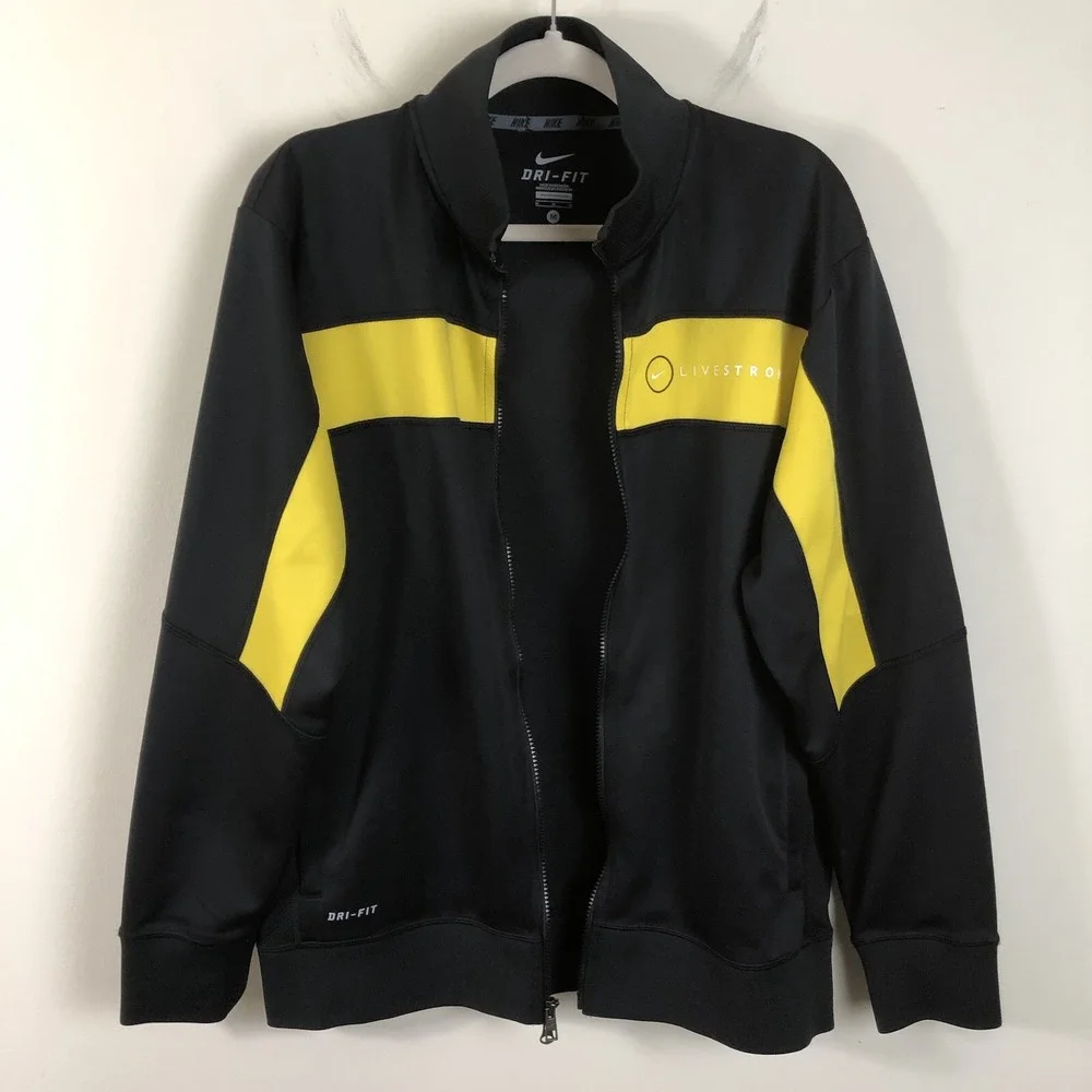 Nike Livestrong Dri-FIT Full Zip Track Jacket Men's M Black Yellow Workout
